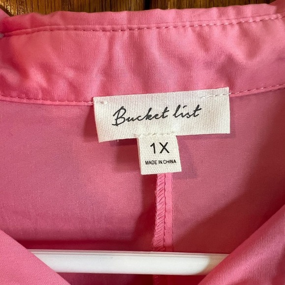 Bucket List 1X pink ruffle blouse button down‎ NWOT - Picture 5 of 8